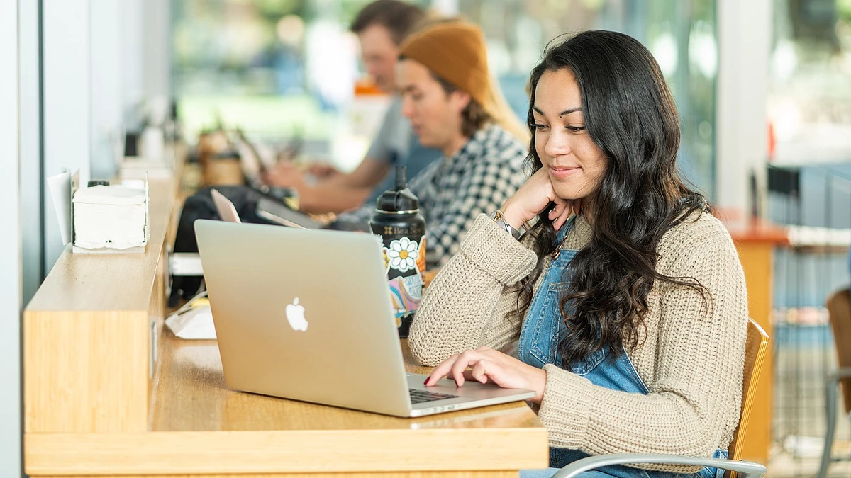 Student using laptop